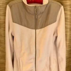 White fluffy zip up